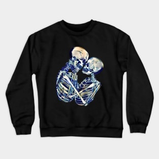 Skeleton in love, style big wave japan painting, love is forever, valentine's day Crewneck Sweatshirt